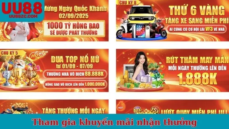 Tham gia khuyến mãi nhận thưởng