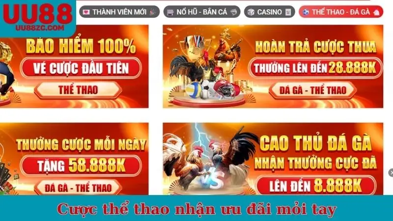 Cược thể thao nhận ưu đãi mỏi tay