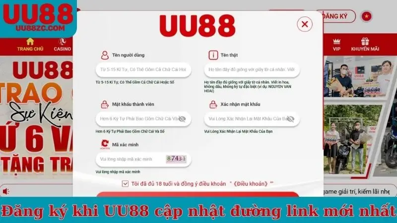 Thủ tục đăng ký khi UU88 cập nhật đường link mới nhất